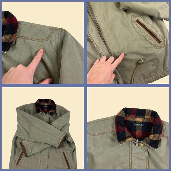 Vintage 70s/80s green jacket by Utex, vintage size M flannel lined mens coat - Picture 3 of 8